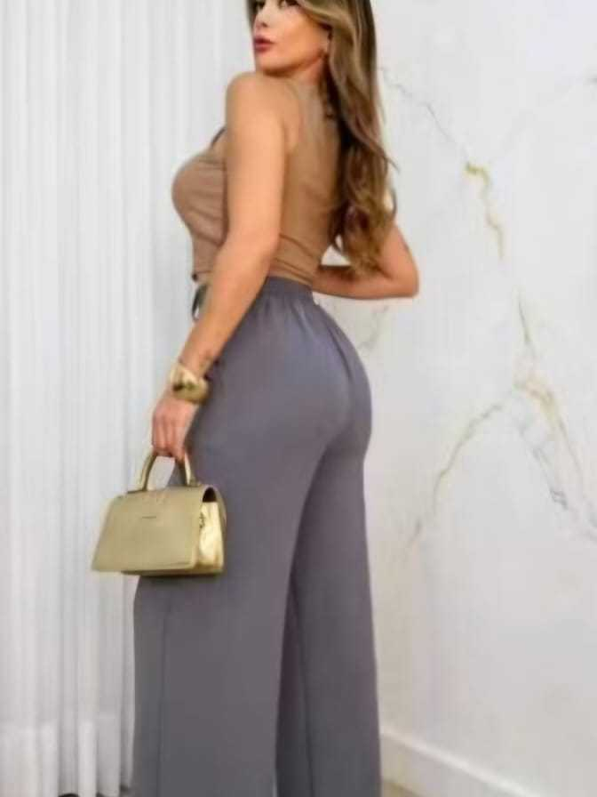 Calça Feminina Pantalona Duna com Botão e forro Tendência 2025