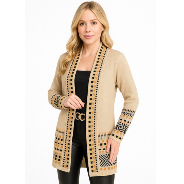 Cardigan Kinomo Feminino Luxo Tricot Rico Em Detalhes Tendência Elegante 2025 Blusa Feminina Trico