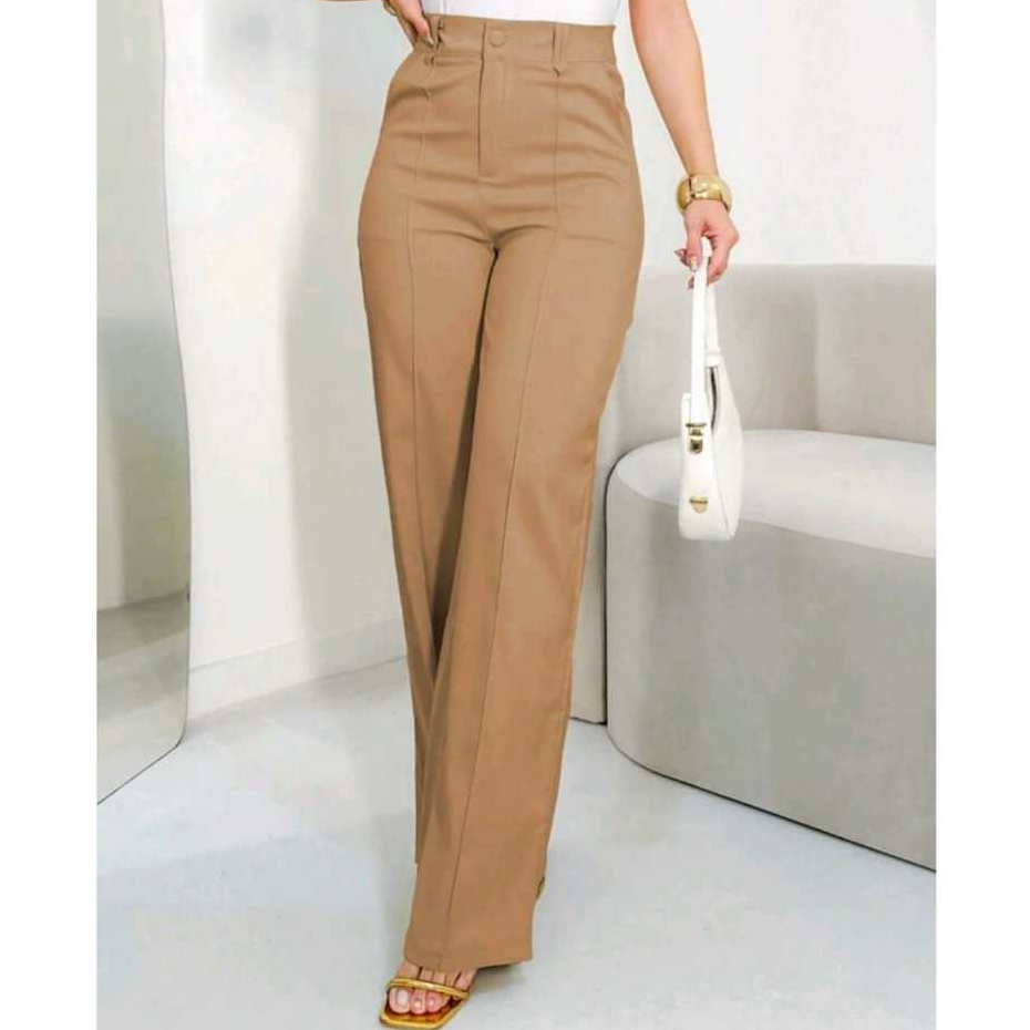 Calça Feminina Pantalona Forrada Duna com Botão