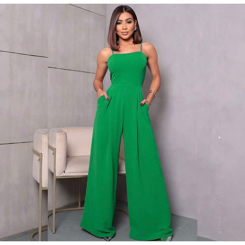 Macacão Pantalona | Tecido Duna, Alça Regulável