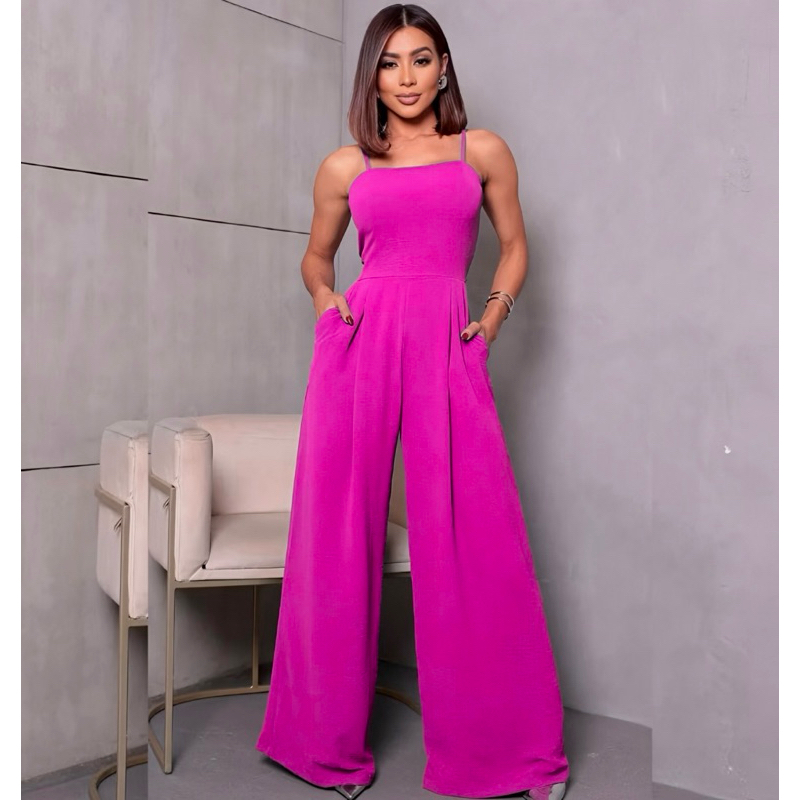 Macacão Pantalona | Tecido Duna, Alça Regulável