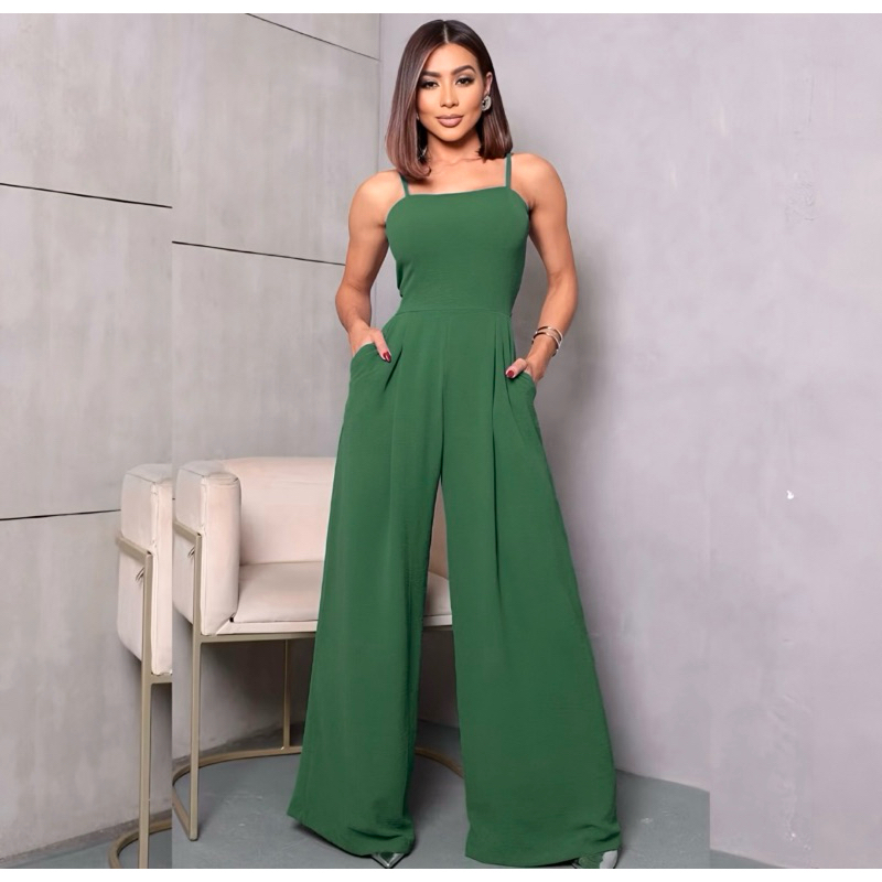 Macacão Pantalona | Tecido Duna, Alça Regulável