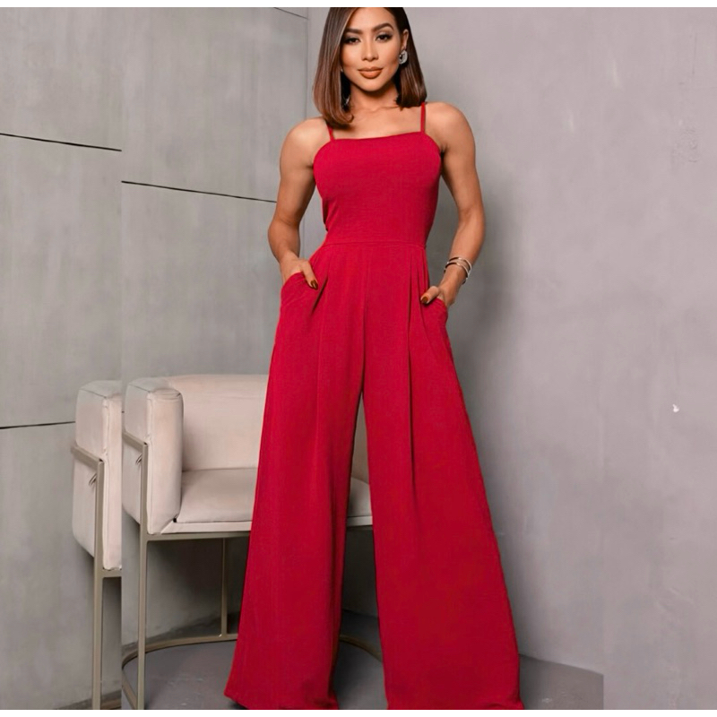 Macacão Pantalona | Tecido Duna, Alça Regulável