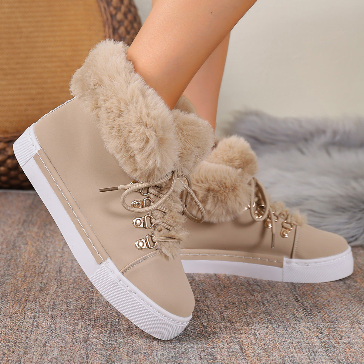 Everest Elite Winter Boots – Faux Fur Lined Platform Lace-Up Snow Boots