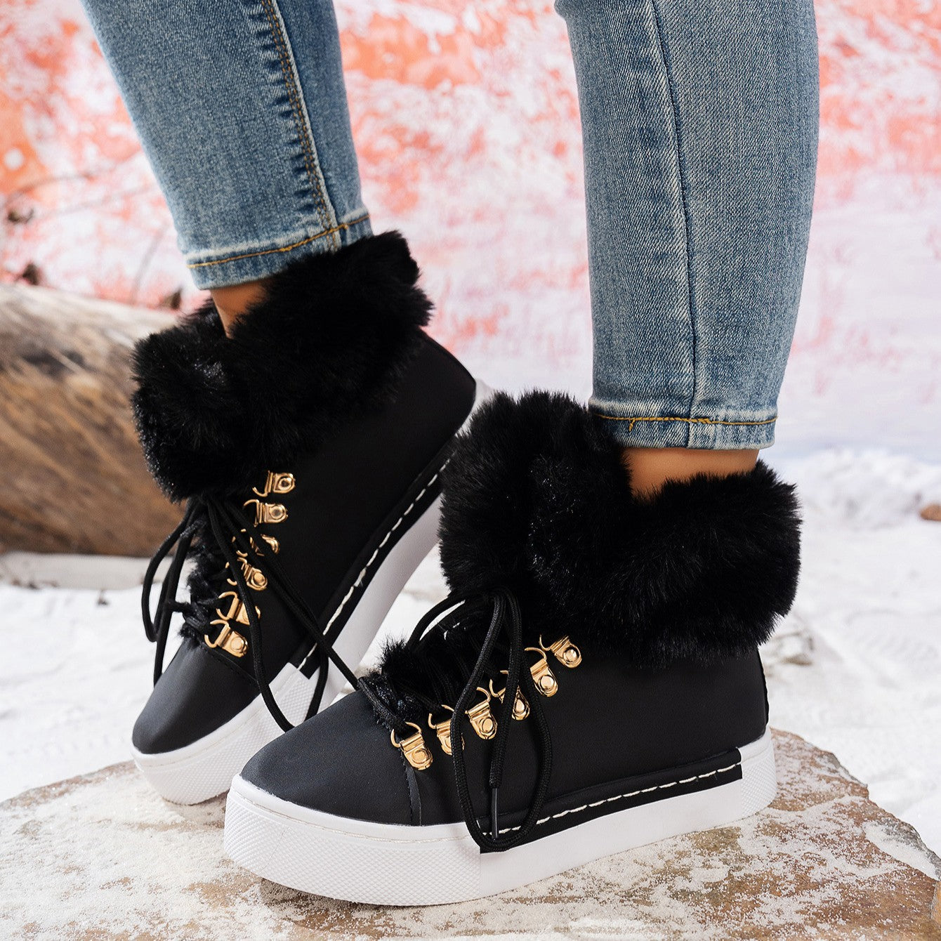 Everest Elite Winter Boots – Faux Fur Lined Platform Lace-Up Snow Boots