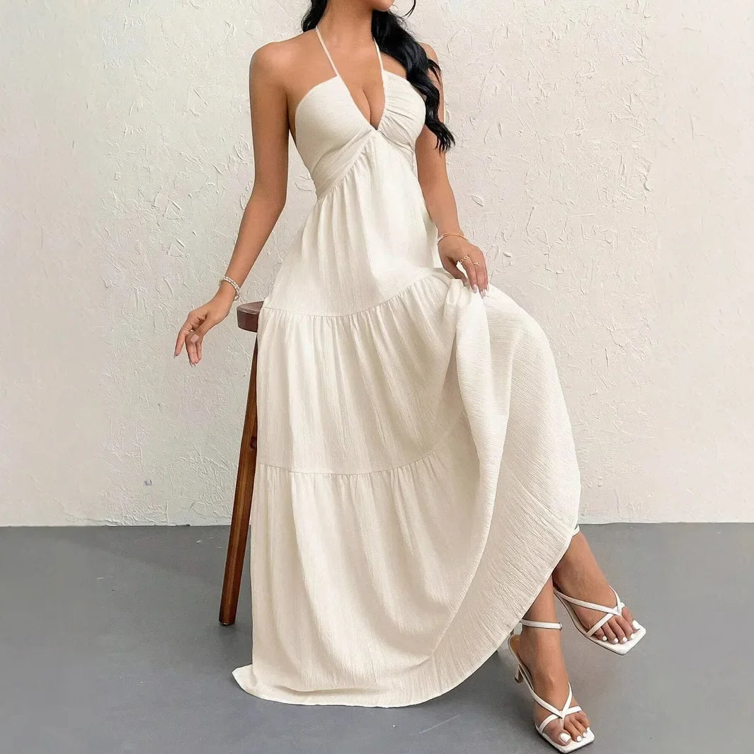 Isla Romance White Maxi Dress | Cotton Linen Elegance