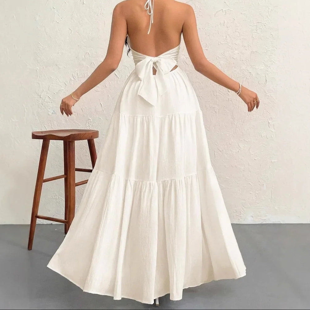 Isla Romance White Maxi Dress | Cotton Linen Elegance