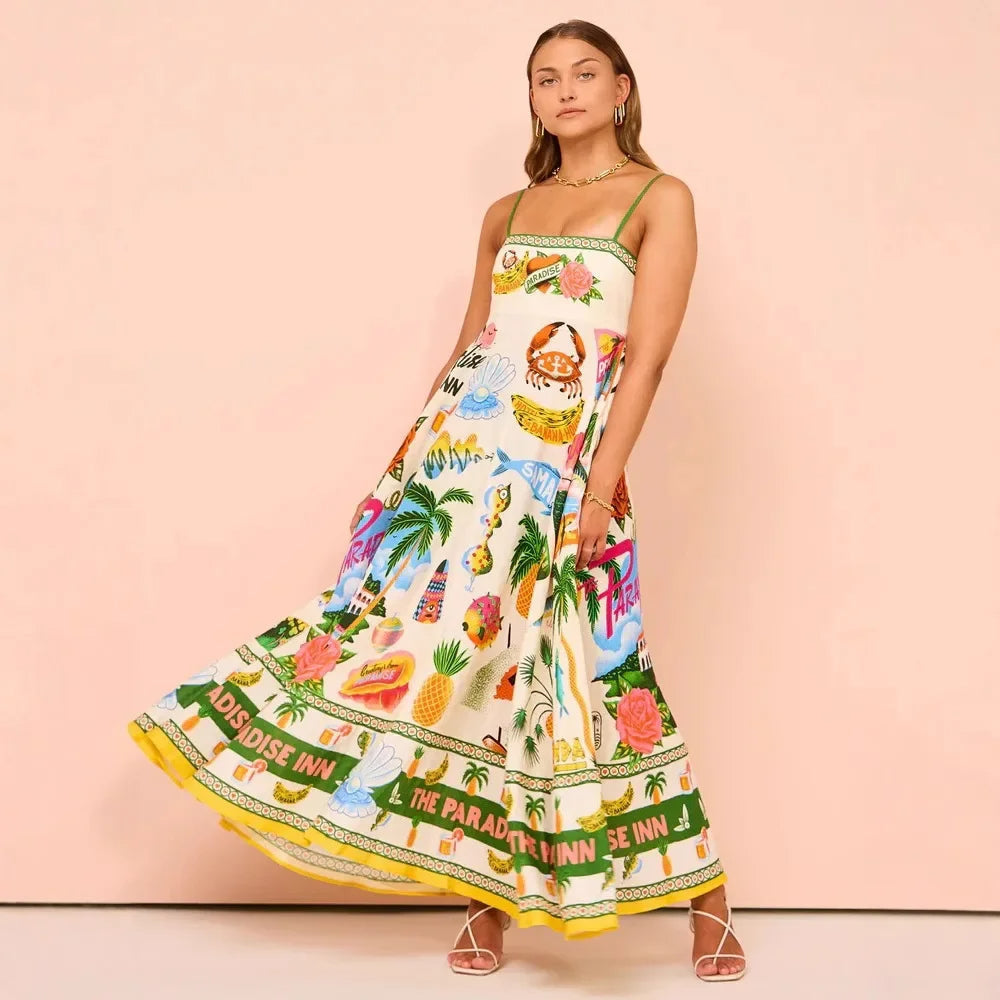 Aria Off-Shoulder Tropical Maxi Dress – Vacation-Ready Summer Styl