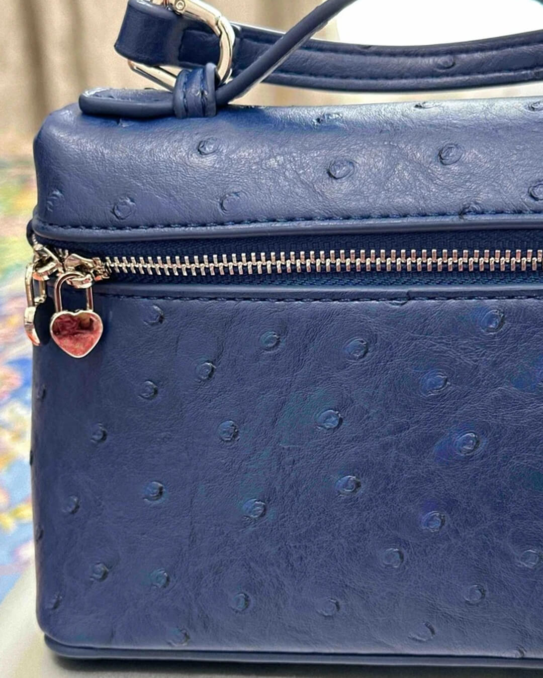 Harper Ostrich inspired Leather Vanity Bag