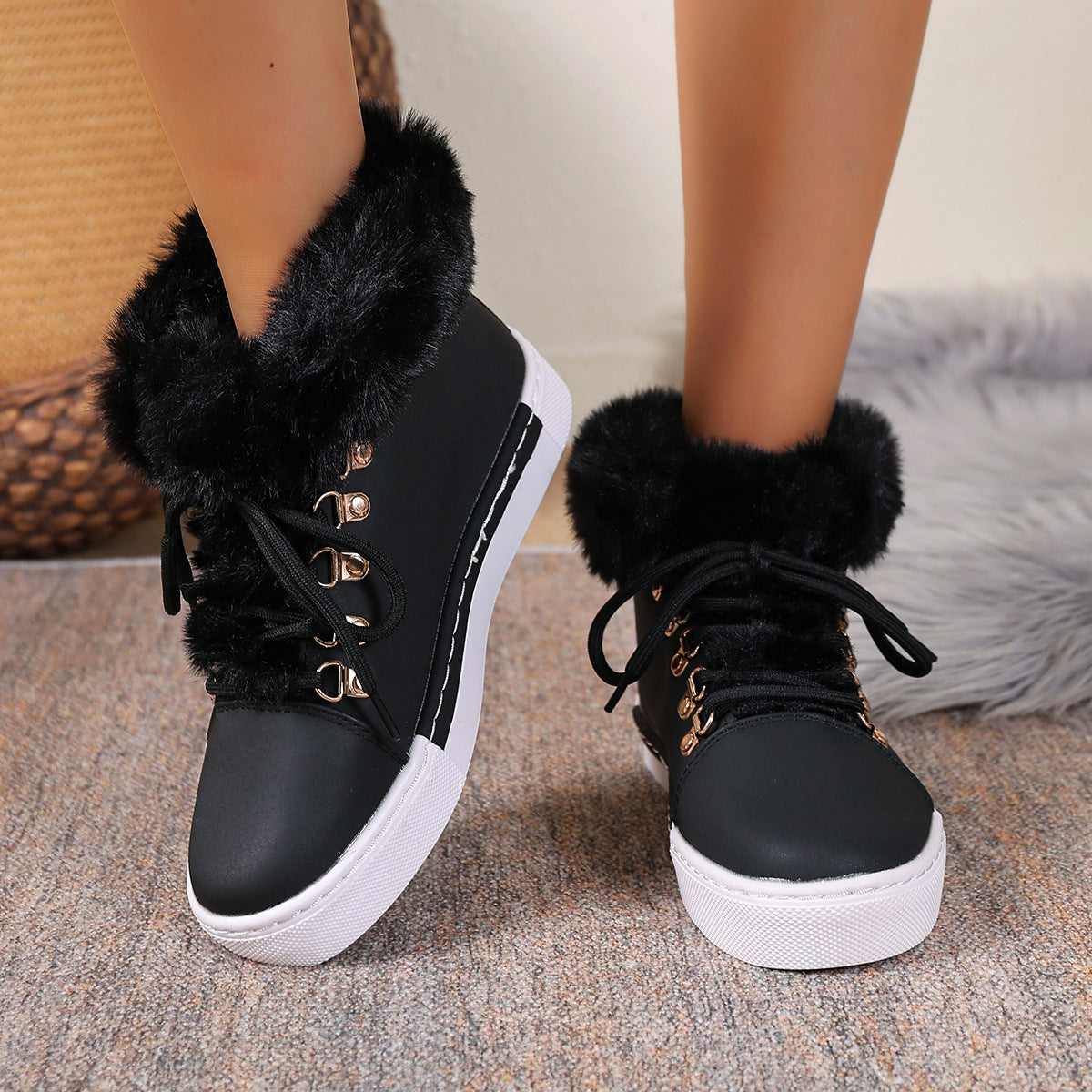Everest Elite Winter Boots – Faux Fur Lined Platform Lace-Up Snow Boots