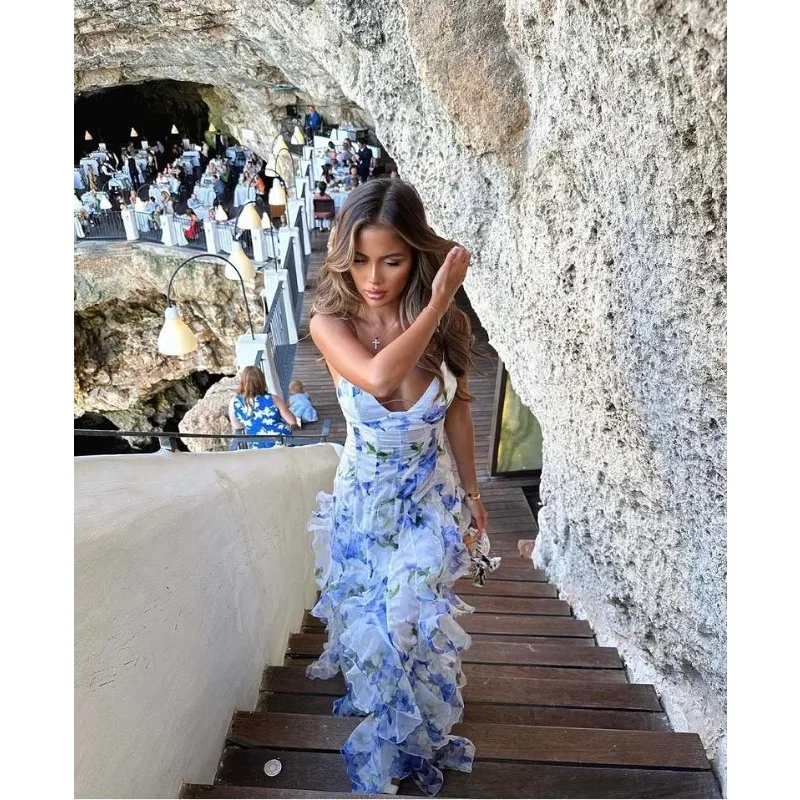 Alxia Ruffle Sheer Maxi Dresse