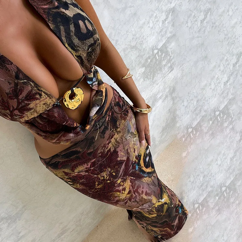 Isla Breeze Lace-Up Maxi Dress