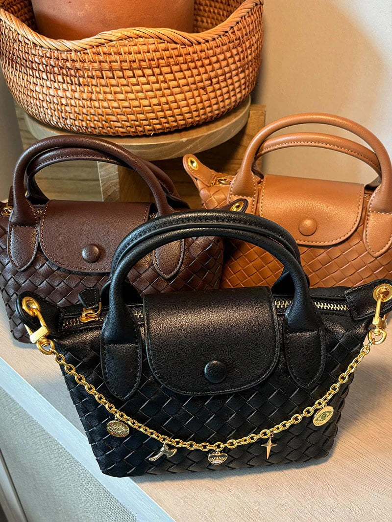 Mia™ Woven Pouch – Compact Elegance with Seasonal Charm