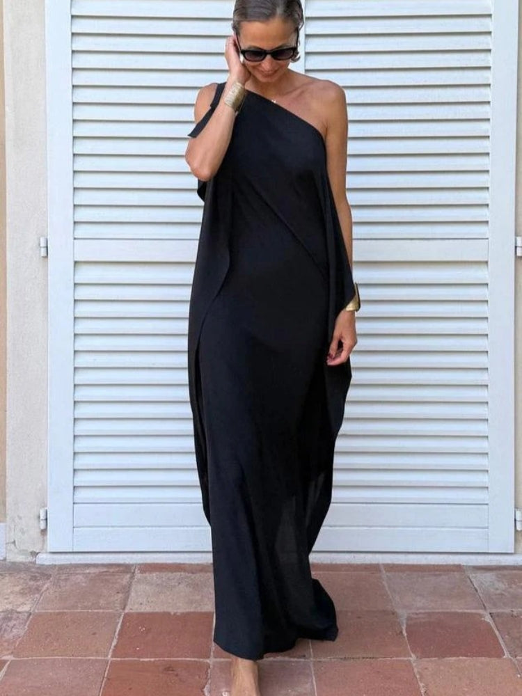Flowing Asymmetric Caftan With Belt