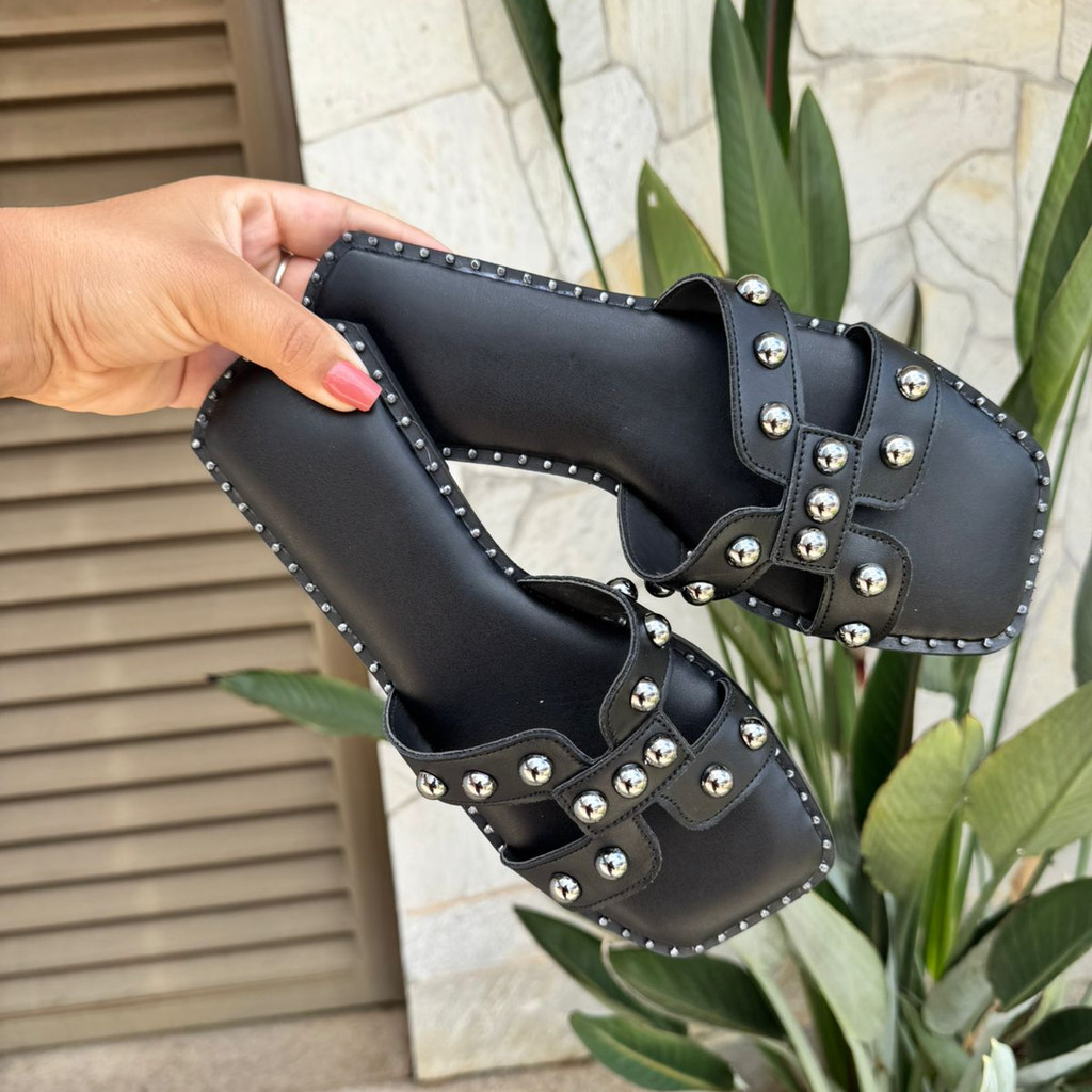 Sandália H Com Bolinhas Minimalista Elegante | Rasteirinha