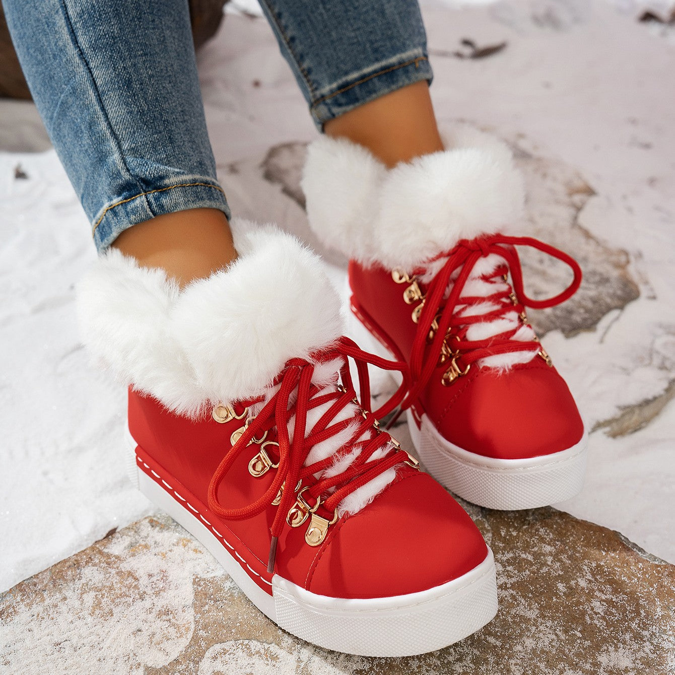 Everest Elite Winter Boots – Faux Fur Lined Platform Lace-Up Snow Boots