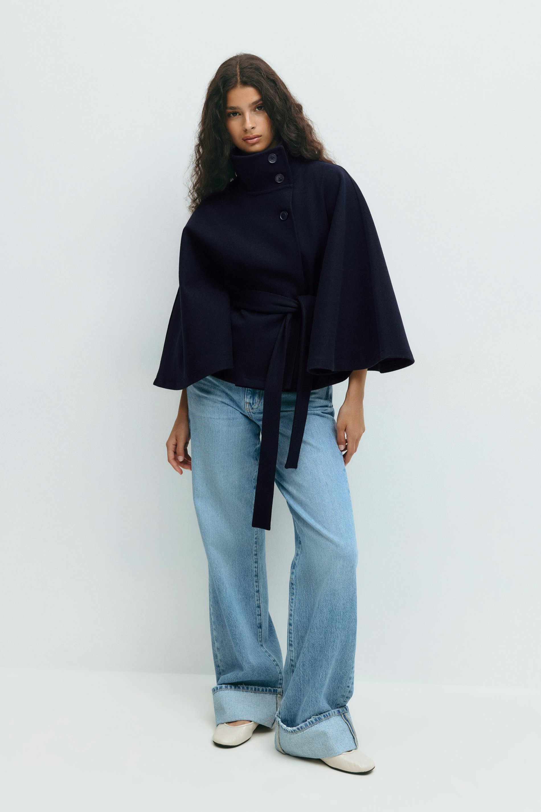 The Viral Belted Cape Jacket + Translucent Fleece‑Lined Tights