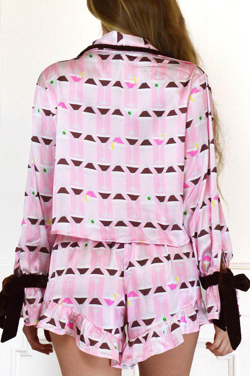 Tie Front Cotton Peplum Blouse Shorts