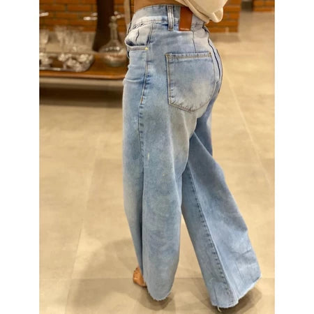 Wide Leg | Cintura Alta Sem Lycra Calça Premium