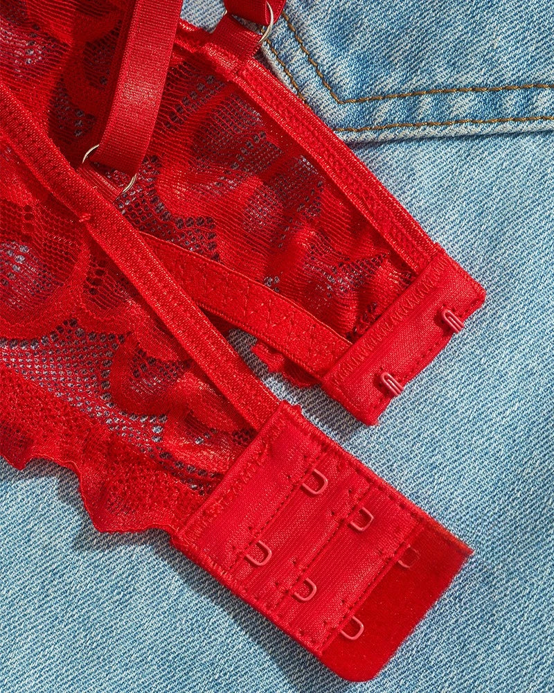 Women's Sexy Lace Mesh Hollow Underwear Set