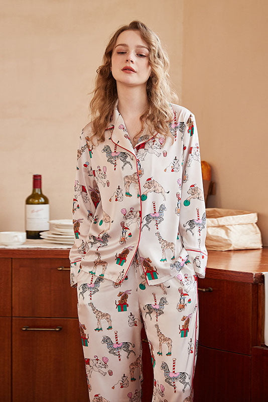Circus Print Long-Sleeve Loungewear Set