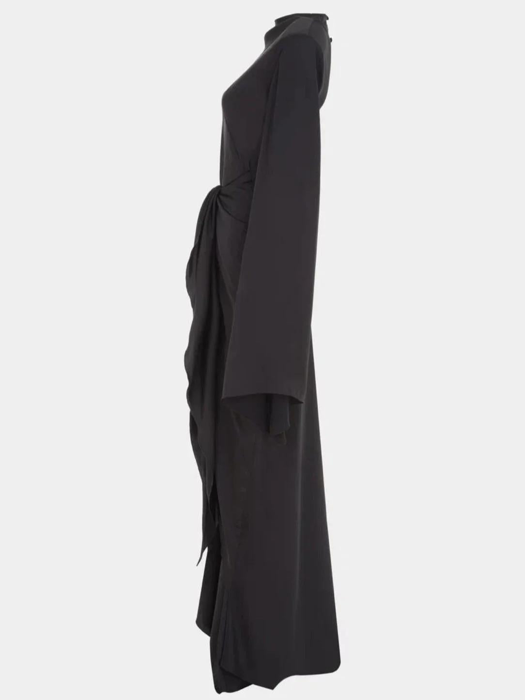 Gothic Style High Neck Dramatic Sleeves Maxi Dress