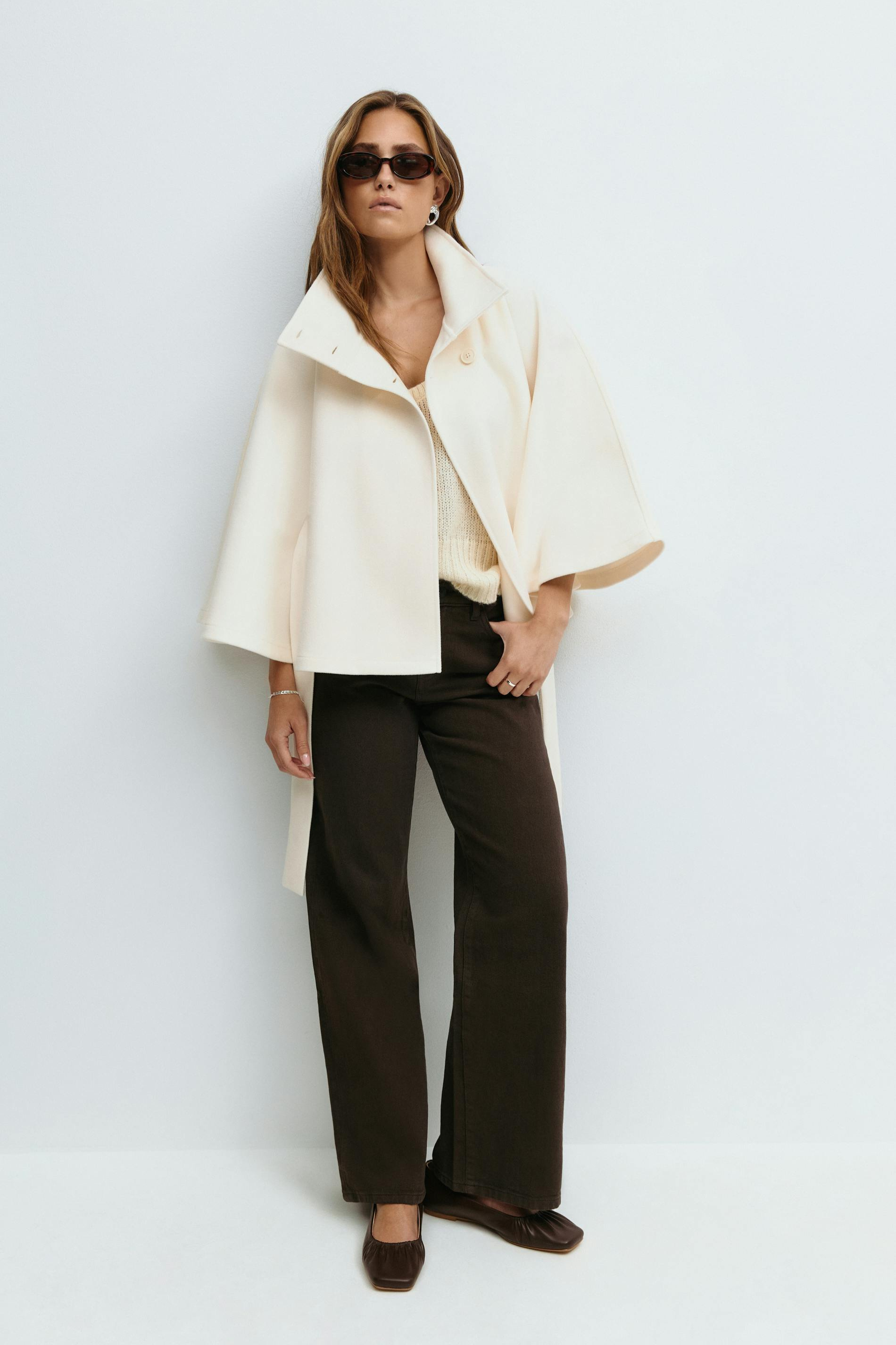 The Viral Belted Cape Jacket + Translucent Fleece‑Lined Tights