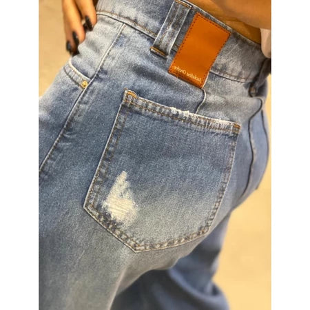 Wide Leg | Cintura Alta Sem Lycra Calça Premium