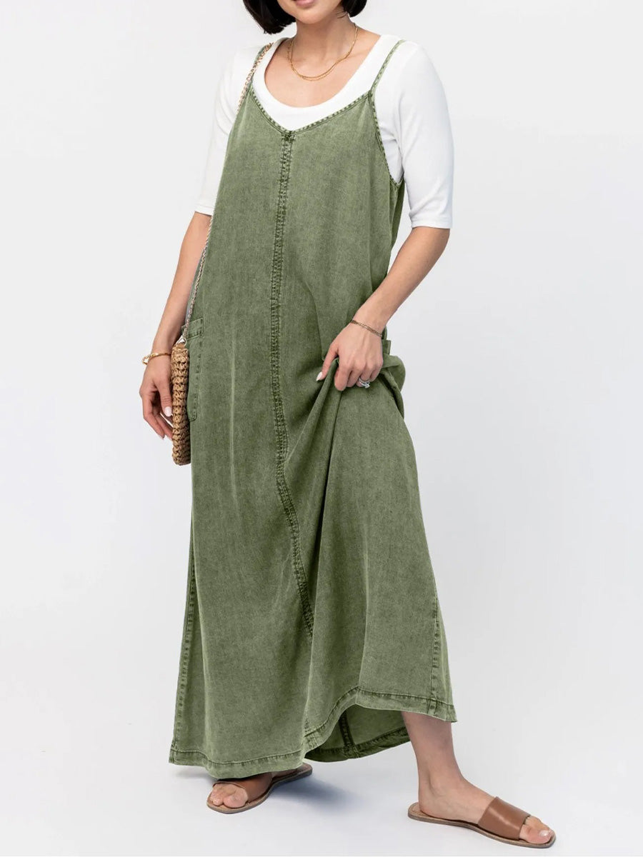 NEWPORT RESERVE I Vintage-Inspired Loose Fit Denim Maxi Dress