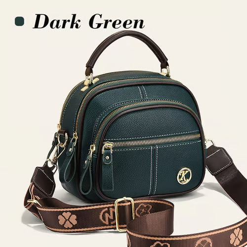 Classic Multifunctional Compartments Adjustable Wide Shoulder Strap Leather Crossbody Bag