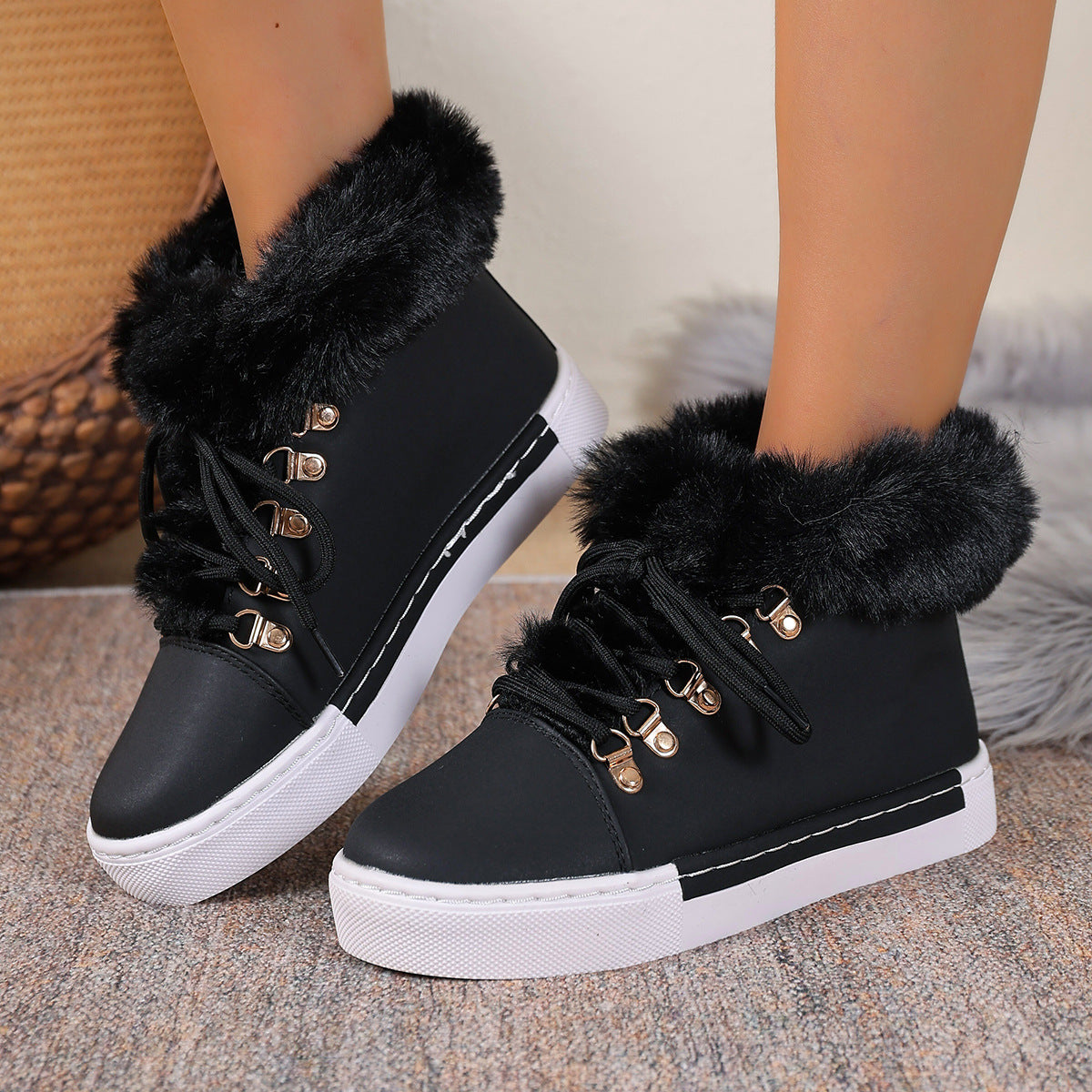 Everest Elite Winter Boots – Faux Fur Lined Platform Lace-Up Snow Boots