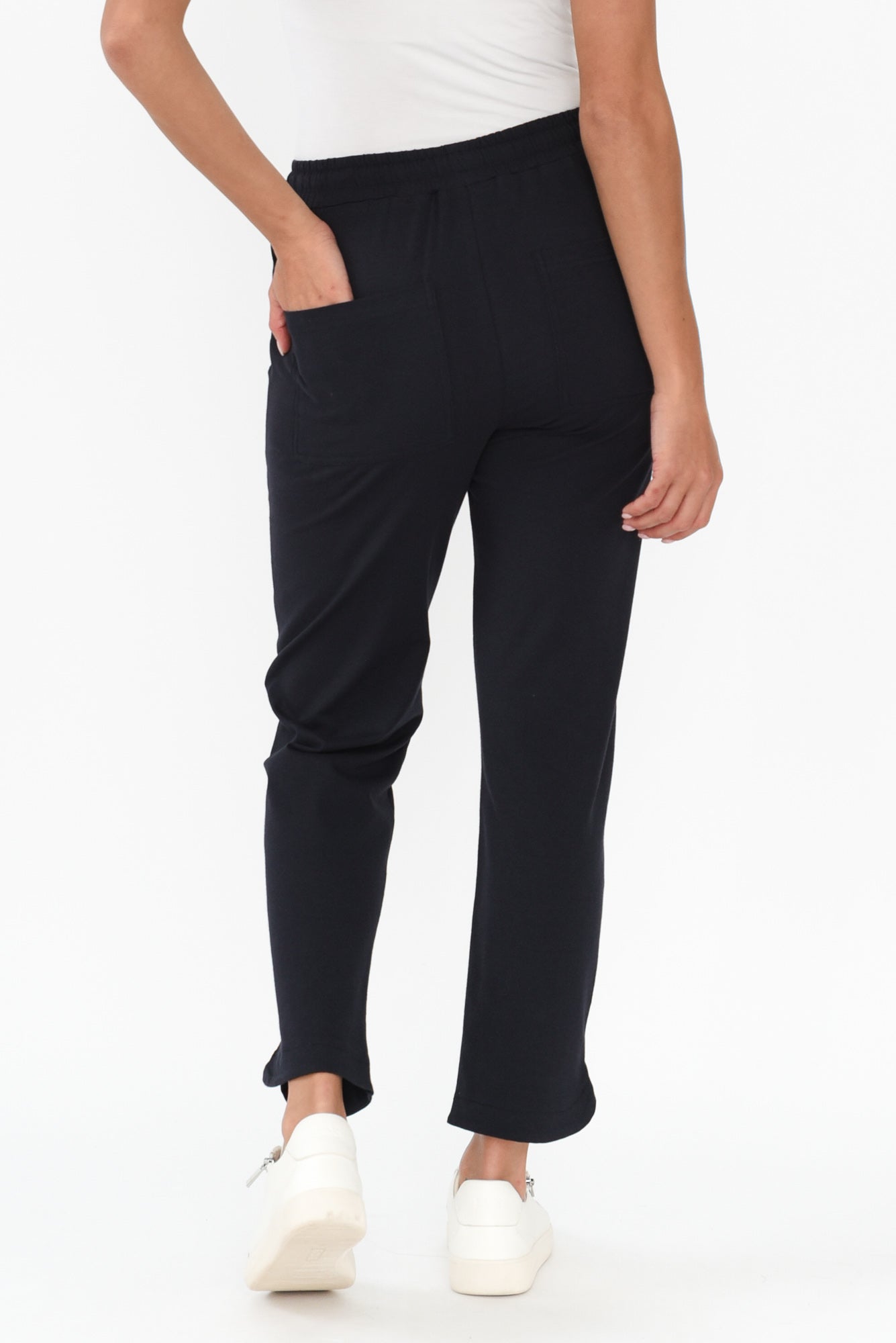 Angie Navy Cotton Drawstring Pants