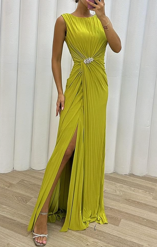 Davina - Pleated Maxi Evening Dress