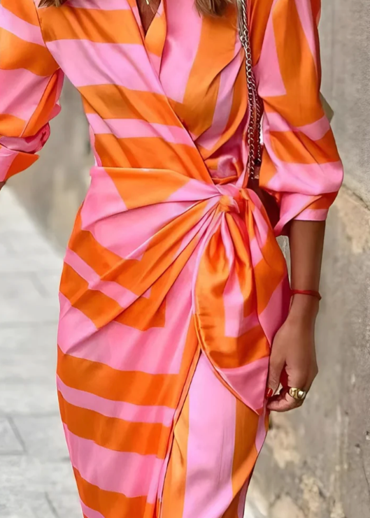 Bernice - Striped Midi Shirt Dress