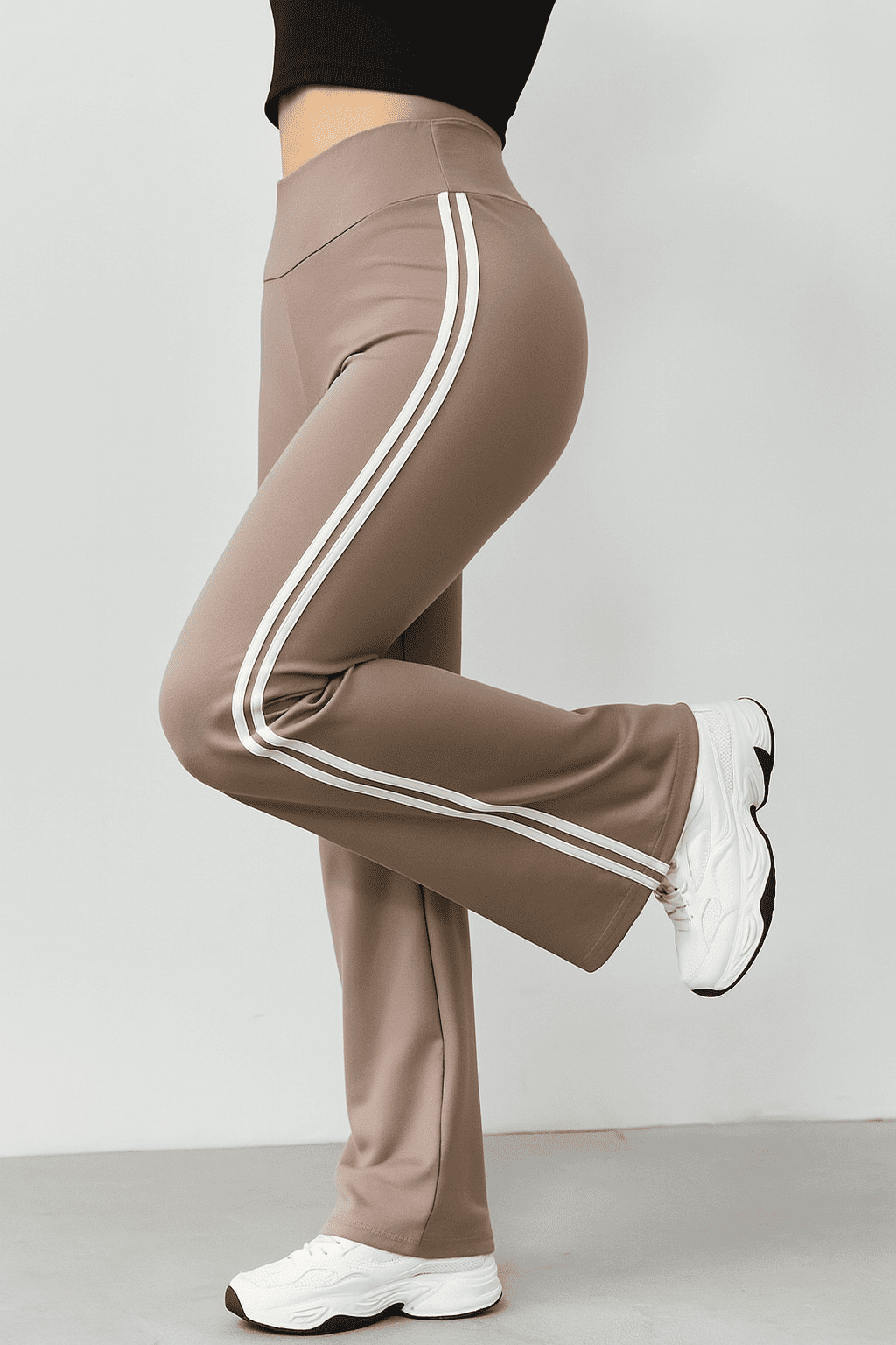 Calça Cintura Alta Bailarina | Listras Laterais Estilo Flare