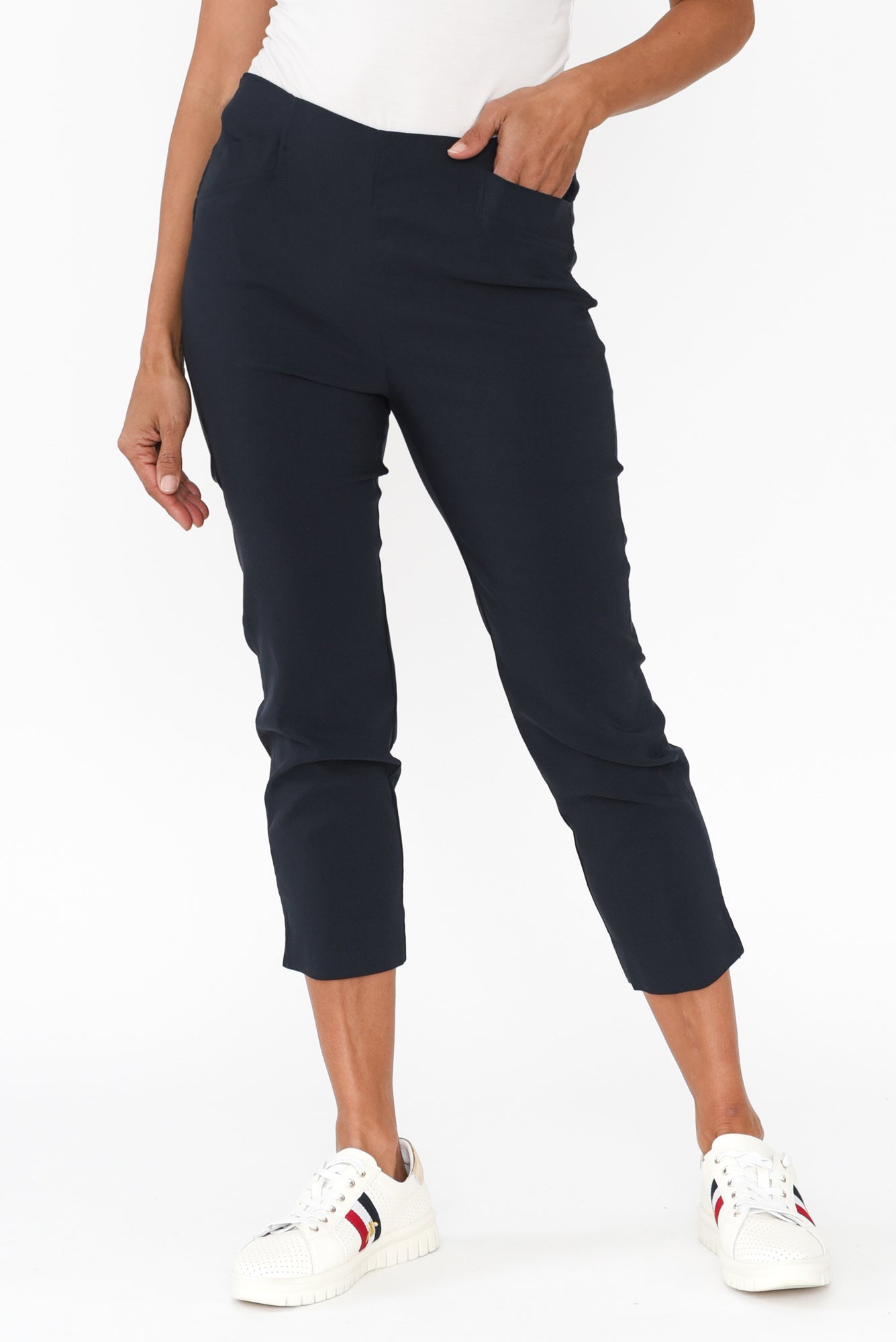 Cody Navy Stretch Capri Pants