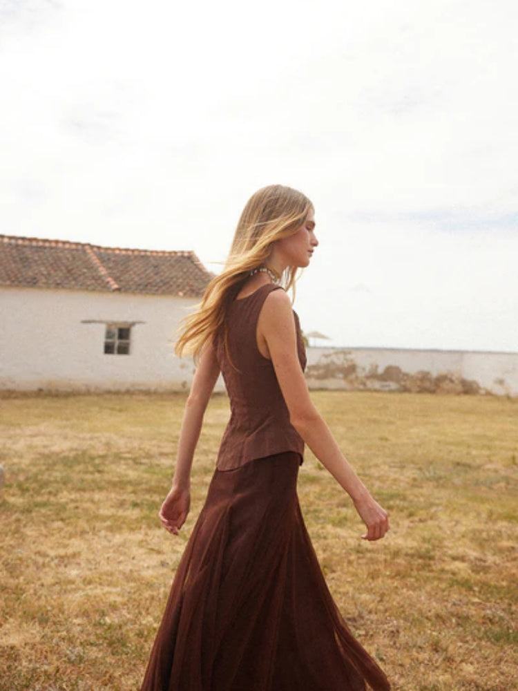 Pleated Bodice Midi Dress