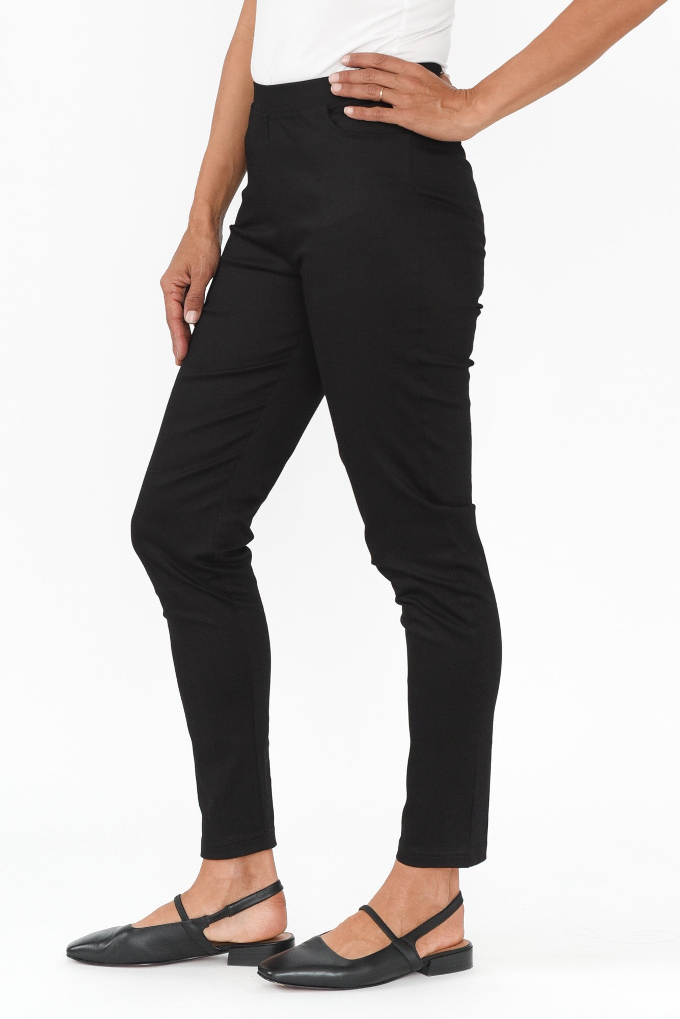 Laia Black Cotton Stretch Pants
