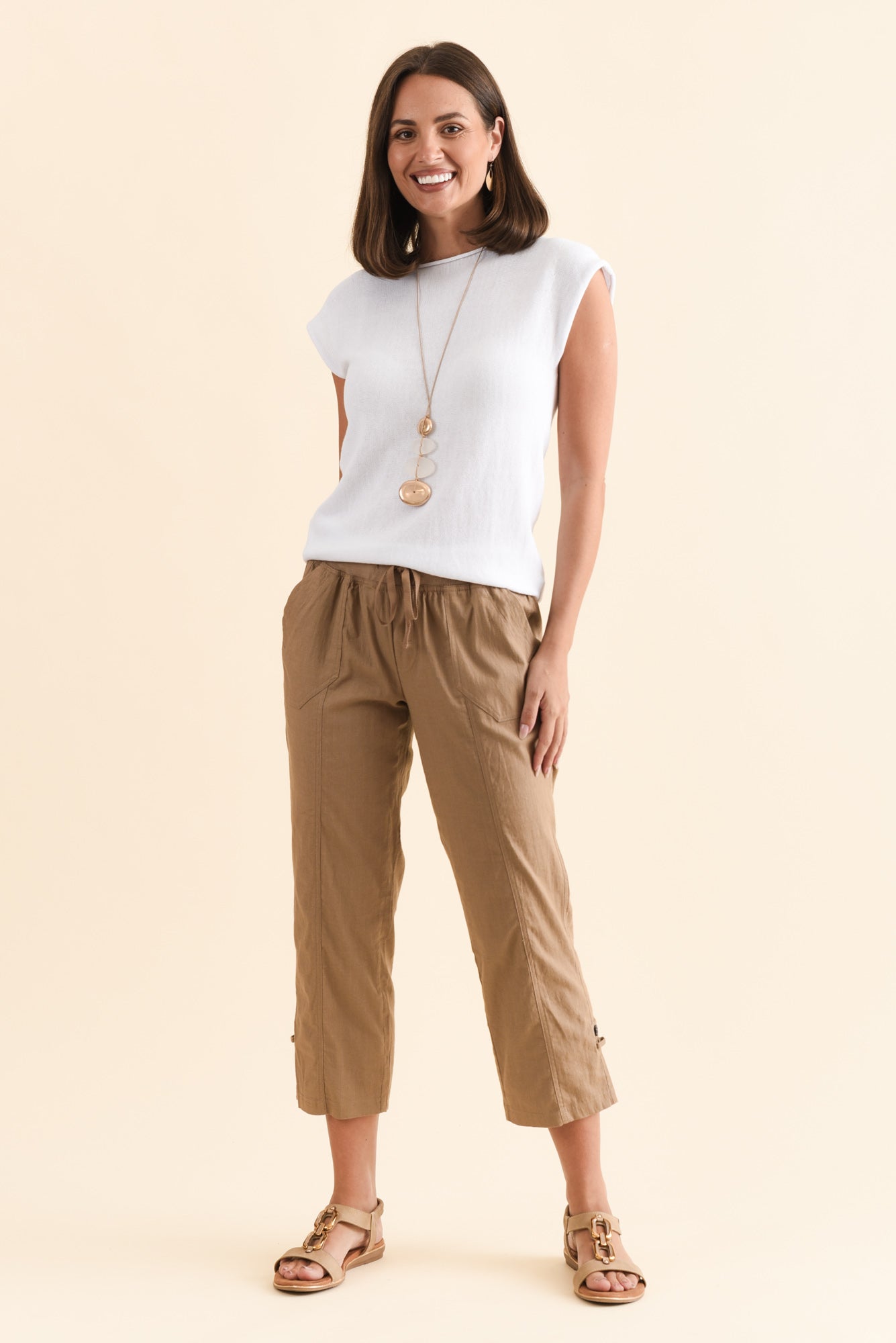 Lindsay Taupe 7/8 Cargo Pants