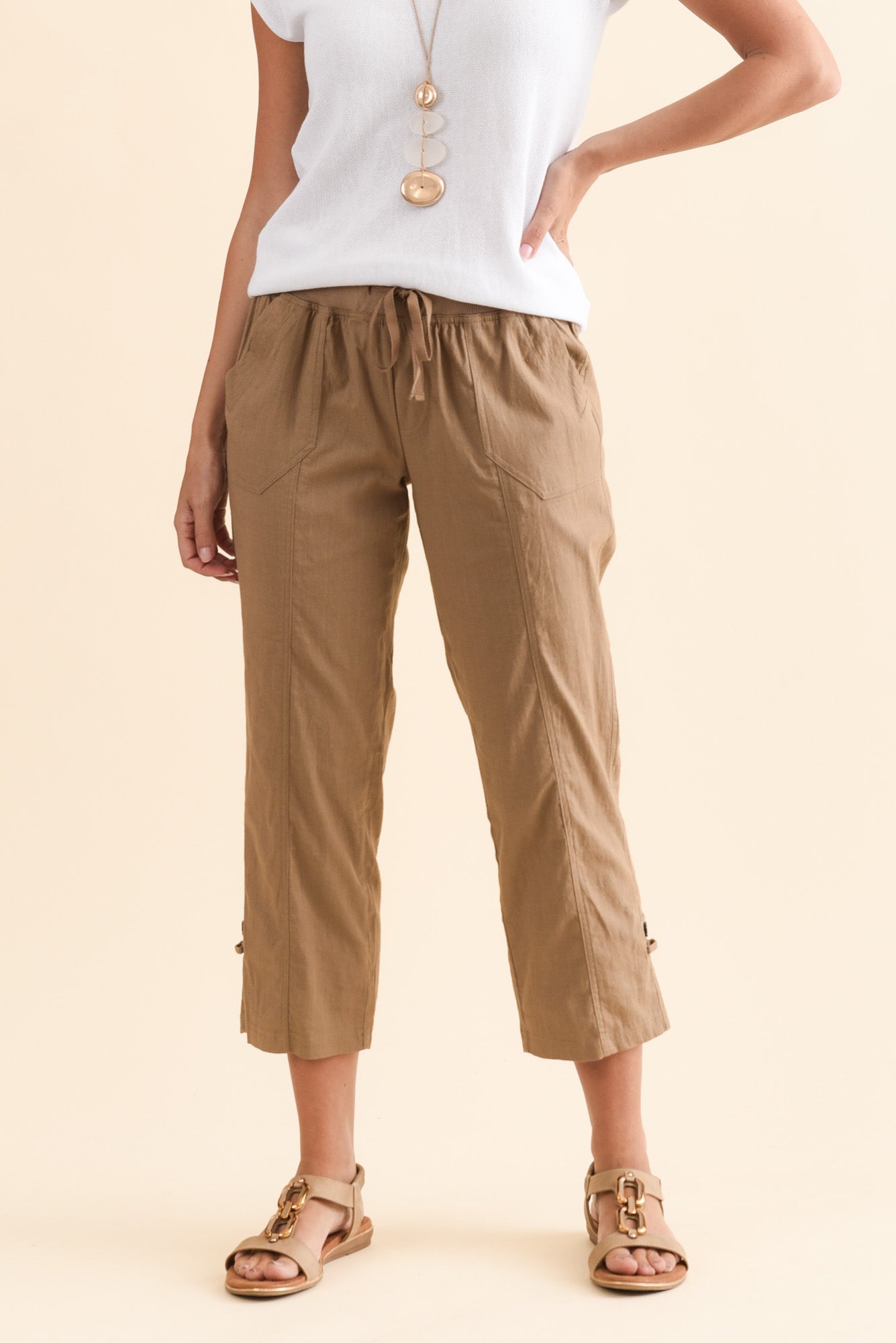 Lindsay Taupe 7/8 Cargo Pants