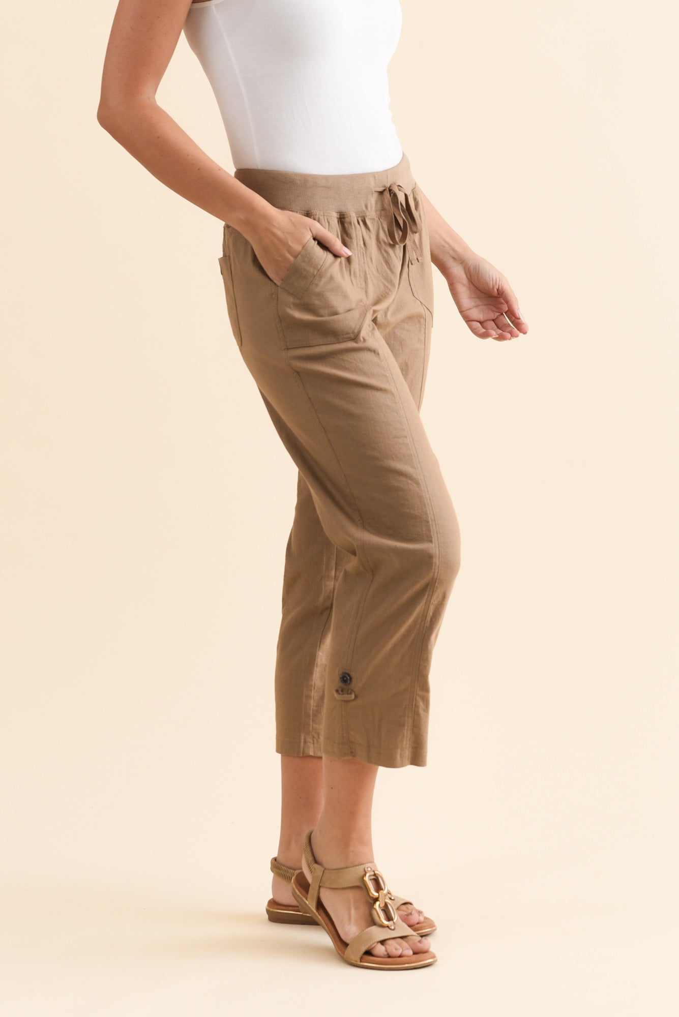 Lindsay Taupe 7/8 Cargo Pants