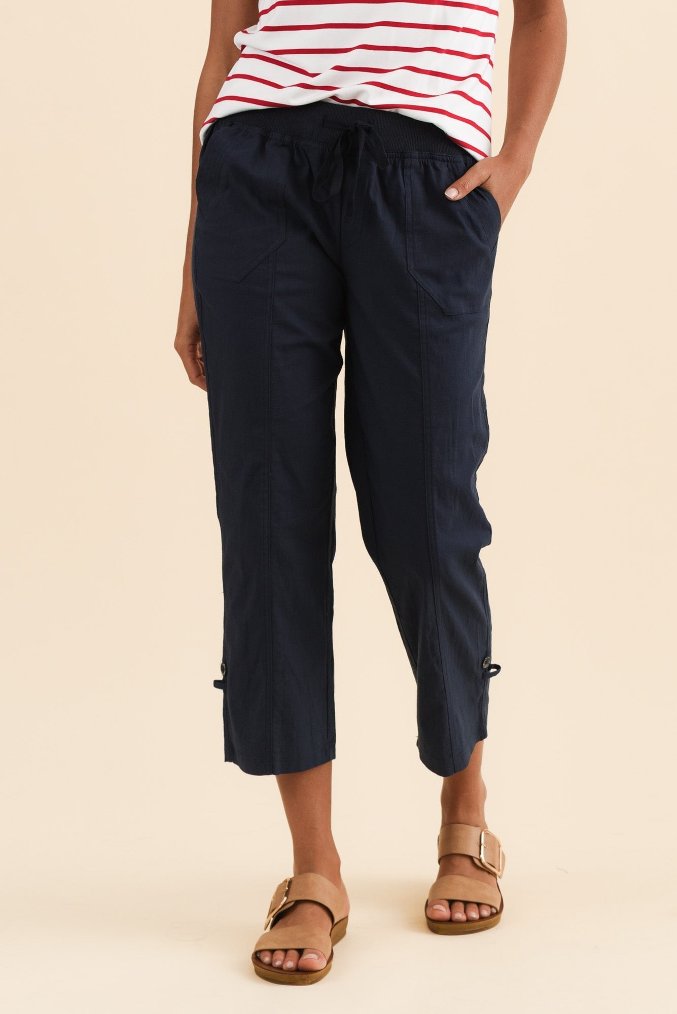 Lindsay Navy 7/8 Cargo Pants
