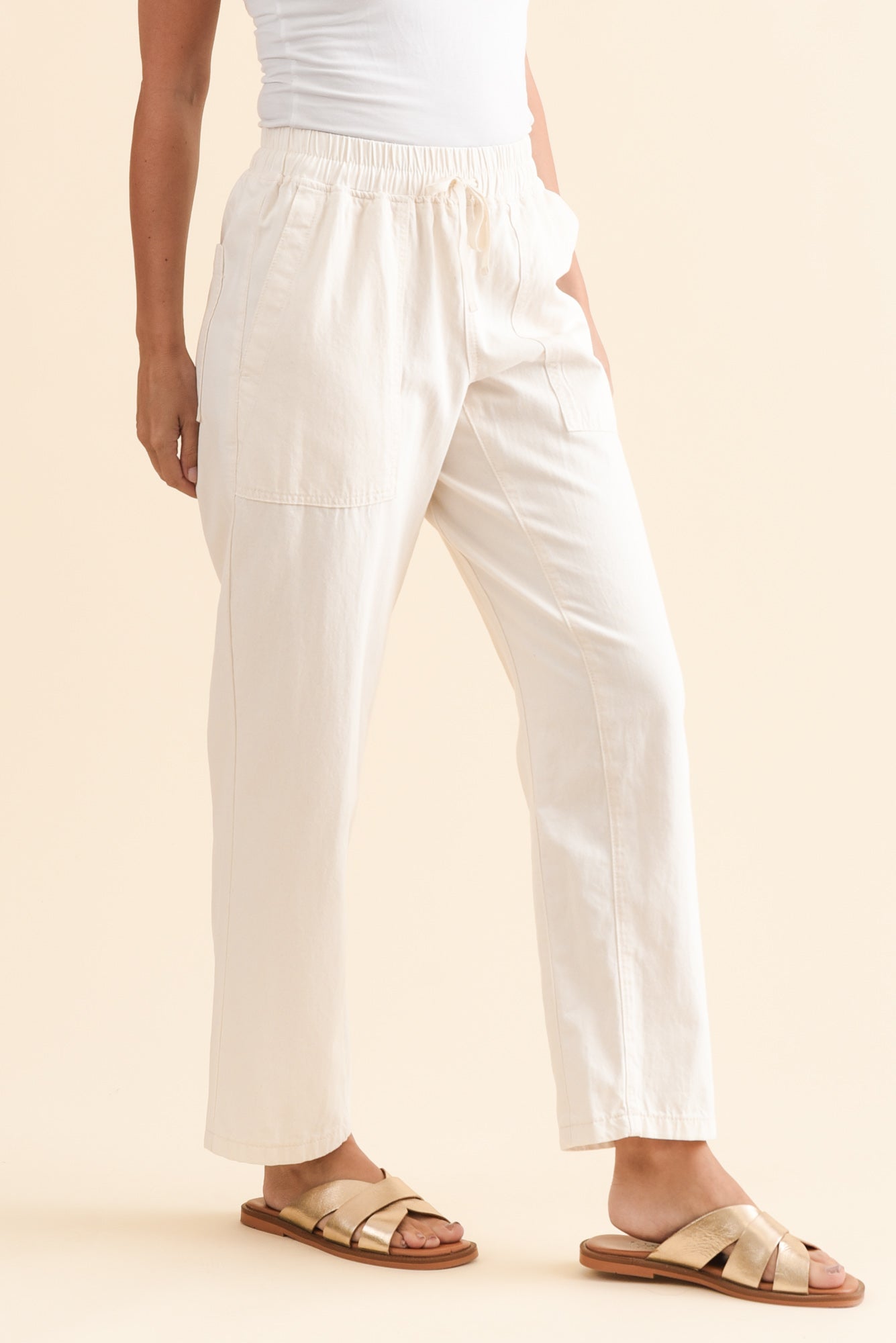 Quinn White Cotton Jogger Pants