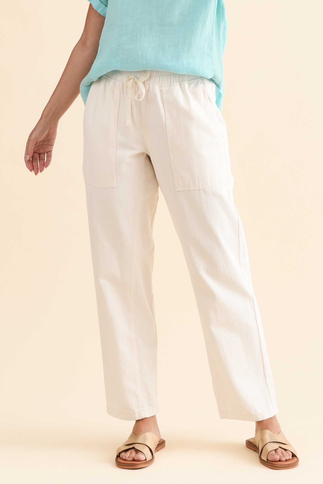 Quinn White Cotton Jogger Pants