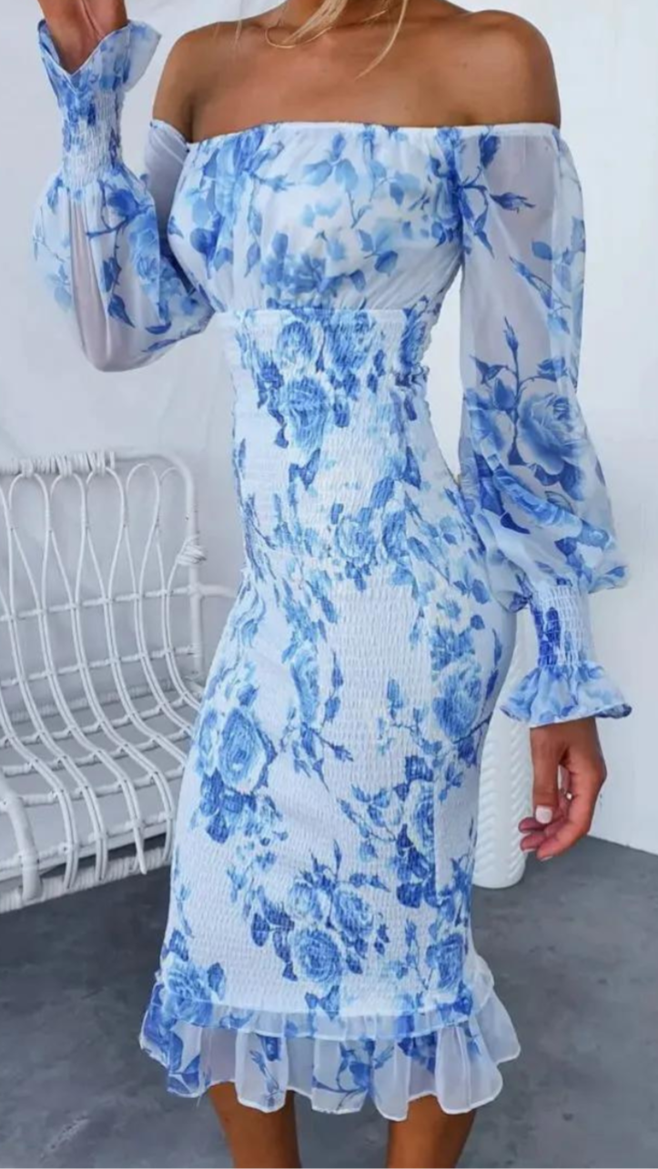 Dahlia - Stunning Off Shoulder Midi Dress