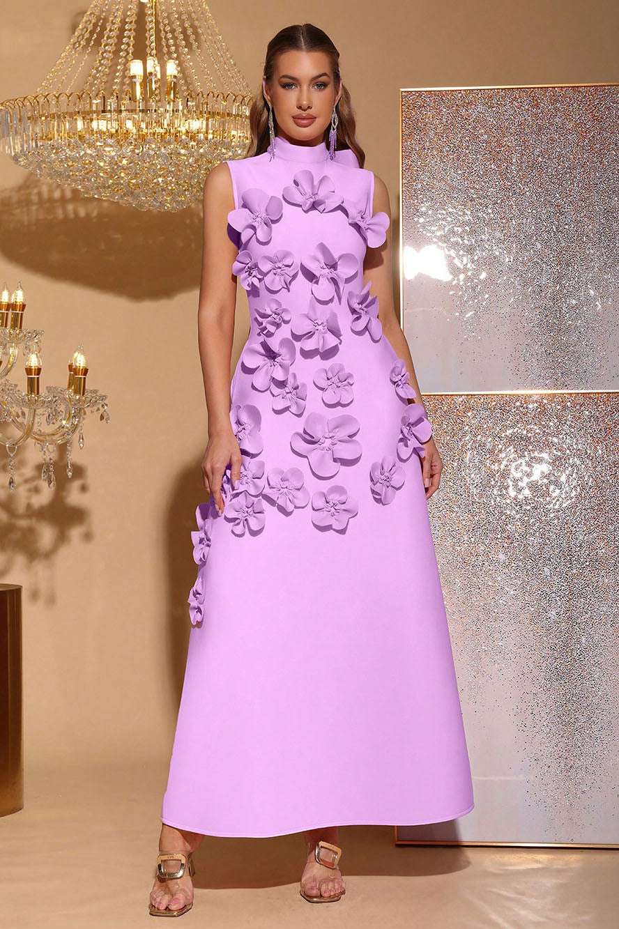 Ethel Flower Embellished Sleeveless Maxi Dress