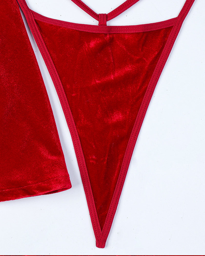 Christmas Velvet Heart Decoration Sexy Suit