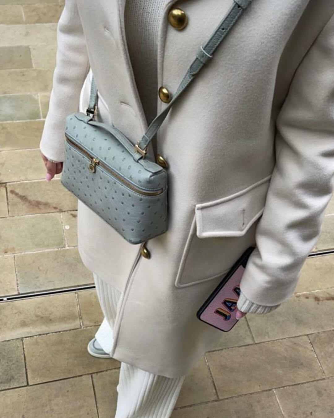 Harper Ostrich inspired Leather Vanity Bag