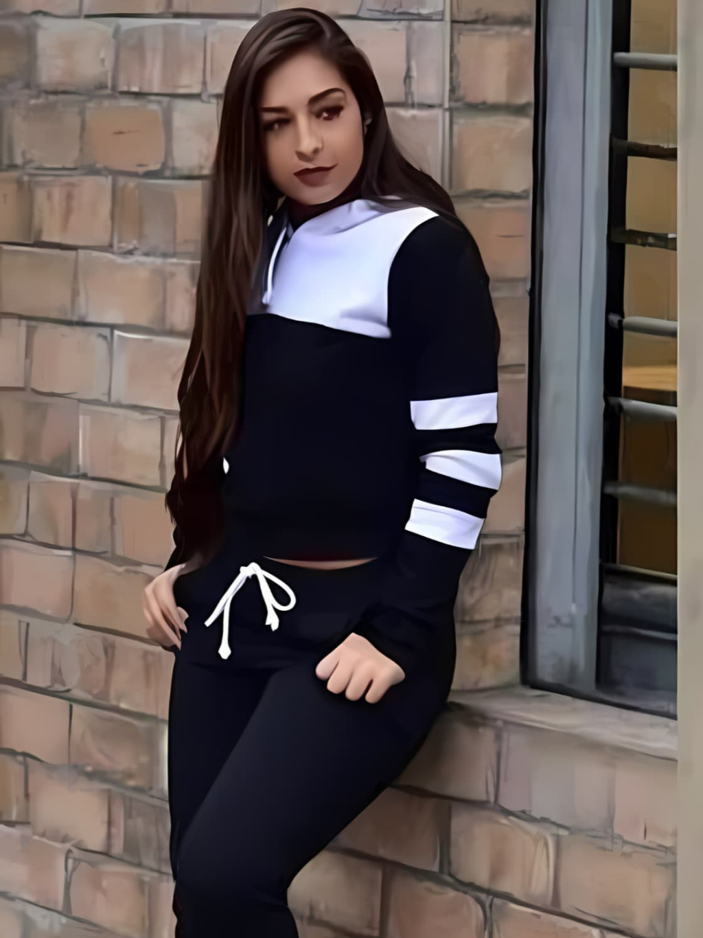 Conjuntos Feminino com Capuz Inverno Agasalho Moda Blogueira Look para o frio