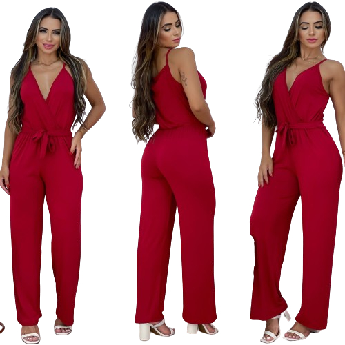 Macacão Pantalona casual | Longo com Laço na Cintura